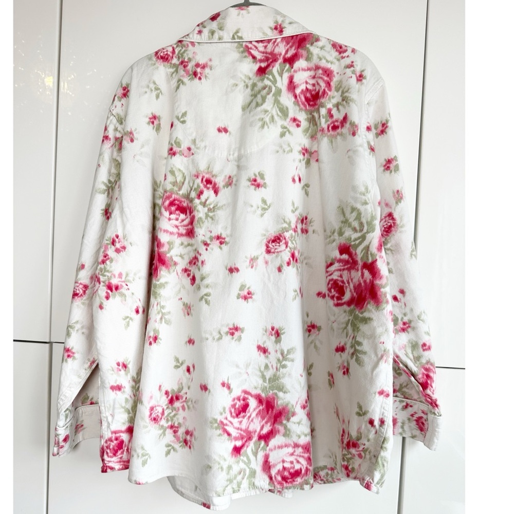 Lauren Ralph Lauren 2 piece Pajama Set Roses White Pink Size 2X Embroidered Logo - Picture 6 of 10